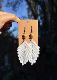 Image 2 of White Leaf Earrings