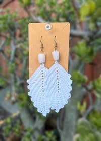 Image 3 of White Leaf Earrings