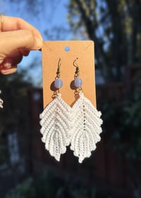Image 5 of White Leaf Earrings