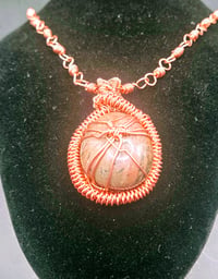 Image 2 of Rhodonite Pendant/Copper Link Chain with matching Bracelet 