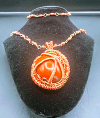 Image 1 of Red Jasper Pendant/Copper Link Chain with matching Bracelet 