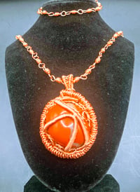 Image 3 of Red Jasper Pendant/Copper Link Chain with matching Bracelet 