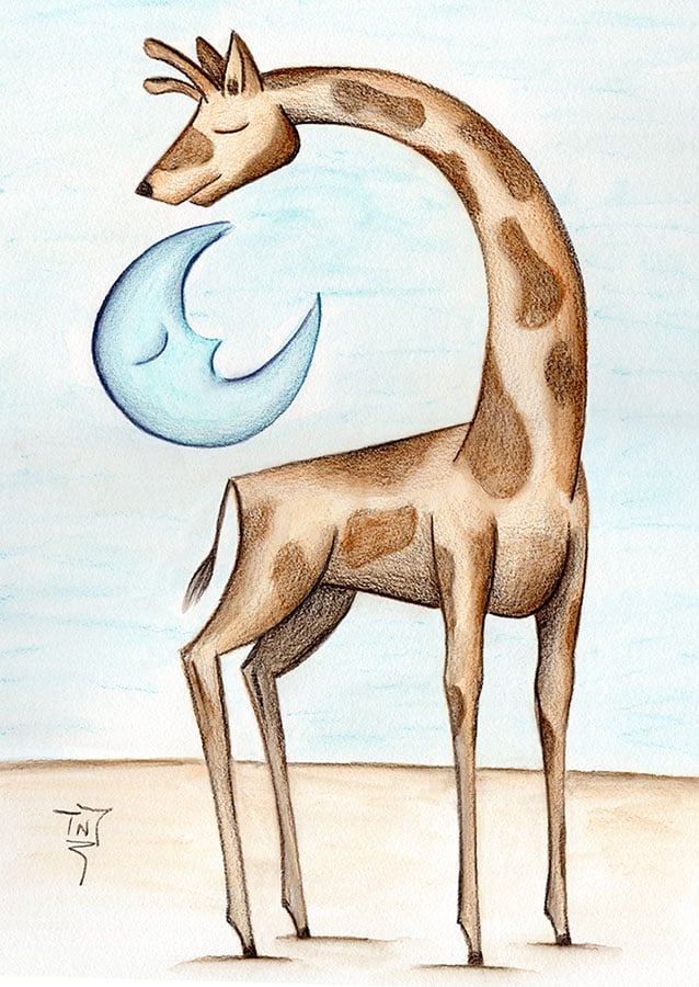 Image of LA JIRAFA Y LA LUNA- print -