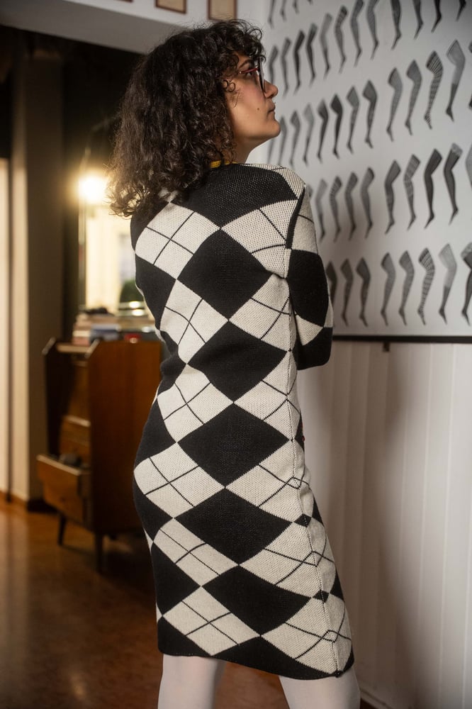 Image of Abito in maglia quadrati