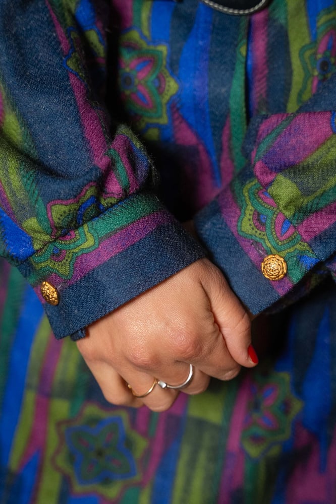 Image of Abito viola verde rosa