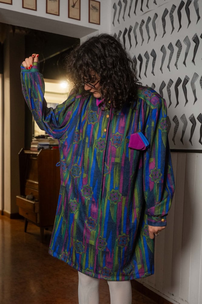 Image of Abito viola verde rosa