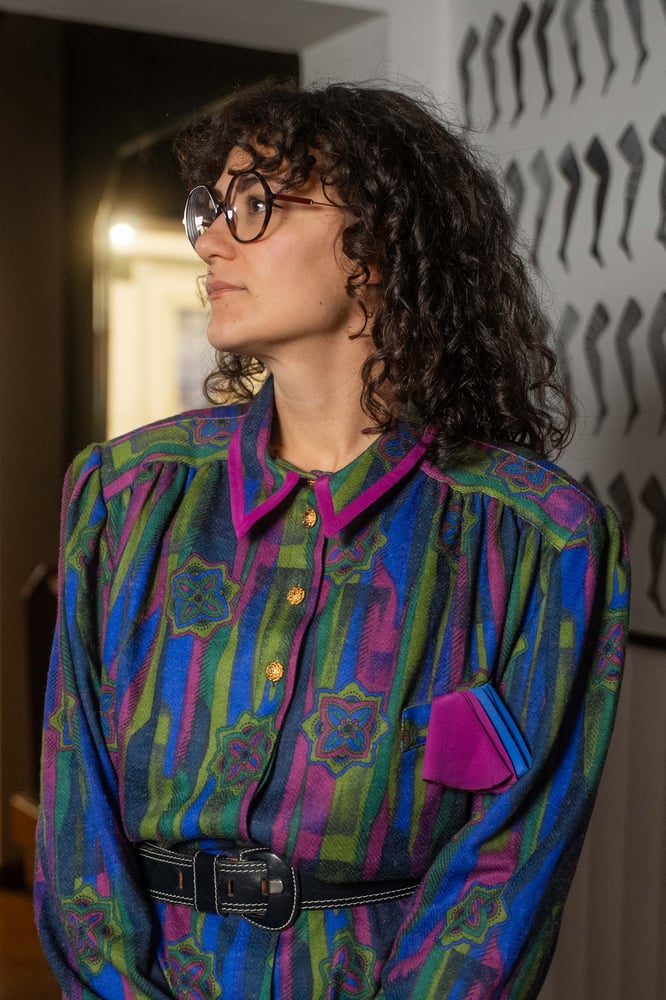 Image of Abito viola verde rosa