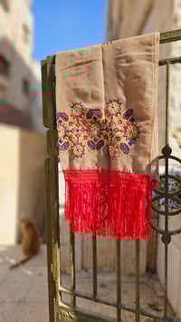 Image 3 of Palestinian Tatreez Hand Embroidered Shawl - Iraq