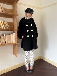 Image 5 of Black Polka Dot Floral Straw Hat