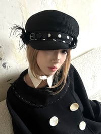 Image 3 of Black Polka Dot Floral Straw Hat