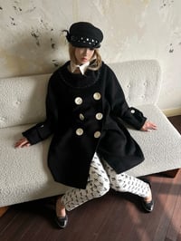 Image 2 of Black Polka Dot Floral Straw Hat