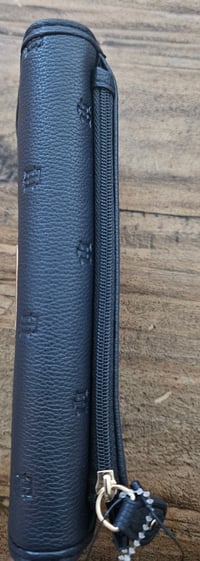 Image 4 of Tommy Hilfiger Women's Faux Leather Logo Debossed Checkbook Wallet Clutch Bag in Dark Blue. 