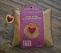 Image 2 of Anne Klein Lip Gloss Collection & Gold & Red Heart Make-Up Purse 5.25" X 5" 