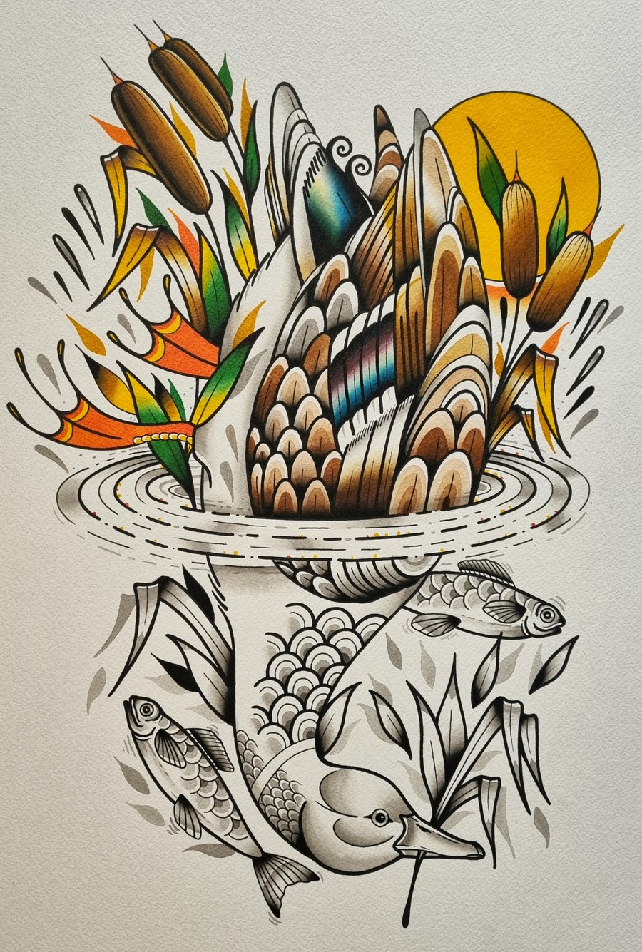 Image of Diving Duck print (A3)