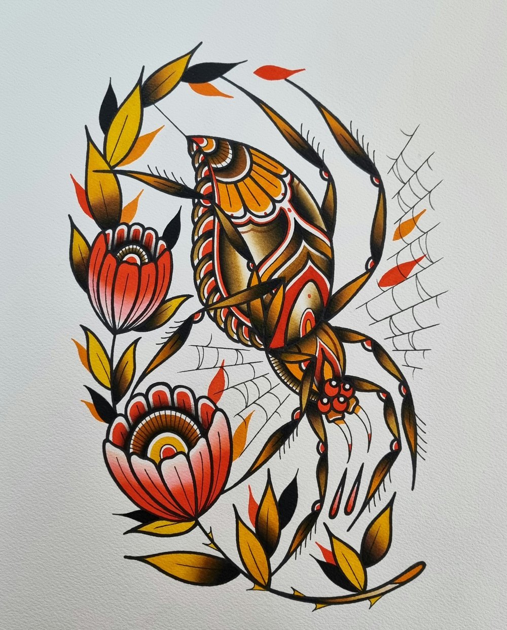 Image of Spider and flower print (A4)