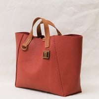 Image 4 of Twin-handled Tote in pebbled warm red orange