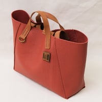 Image 5 of Twin-handled Tote in pebbled warm red orange