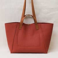 Image 3 of Twin-handled Tote in pebbled warm red orange