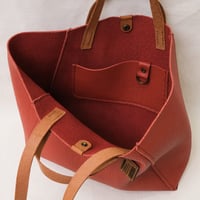 Image 6 of Twin-handled Tote in pebbled warm red orange