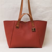 Image 1 of Twin-handled Tote in pebbled warm red orange