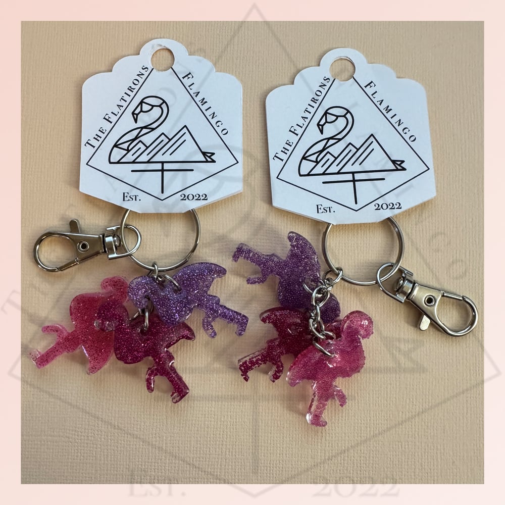 Image of Three Flamingos - Keychain
