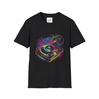 Image 1 of Neon Vinyl Turntable Tee | DJ Record Player T-Shirt
