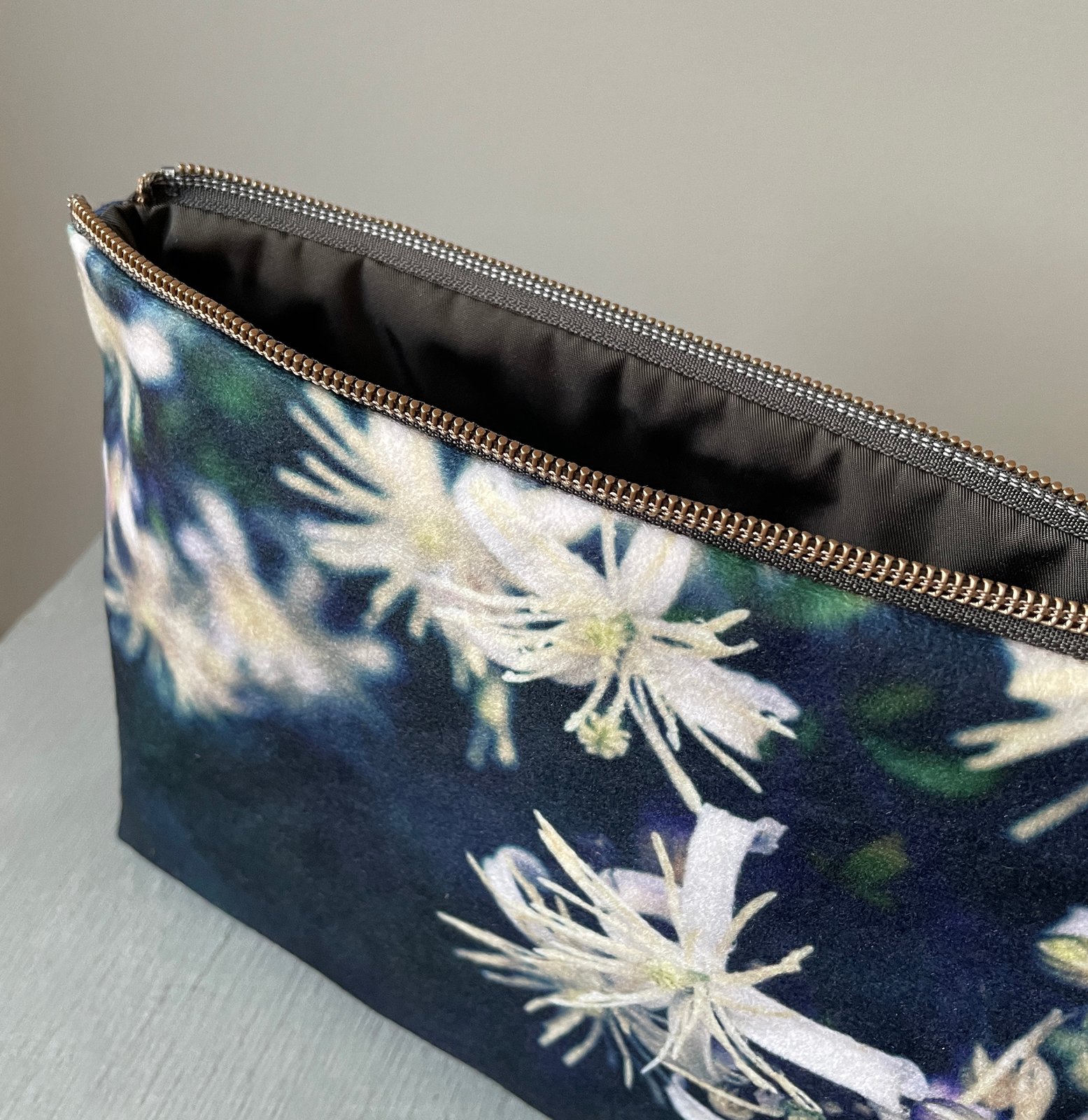 Clematis, LARGE travel bag, make-up, toiletries zipper pouch | Red