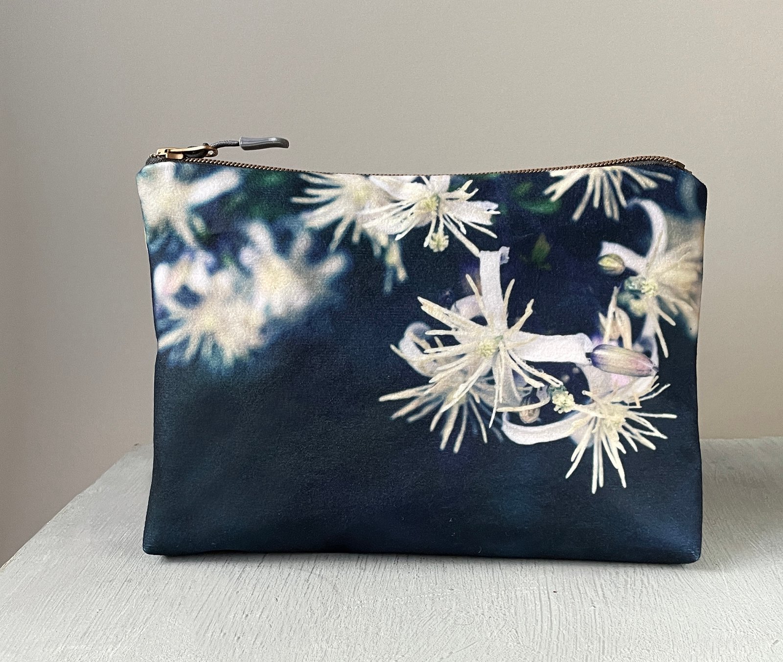 Clematis, LARGE travel bag, make-up, toiletries zipper pouch | Red