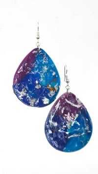 Large Purple and Blue Amirite Teardrop Earrings