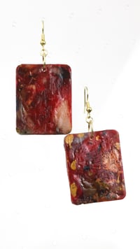 Medium Square Red Agate Amirite Earrings