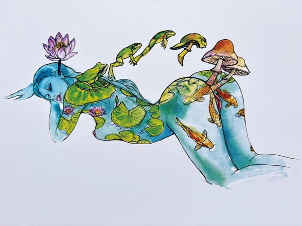 Image of Pond Figure Laserprint 8”x10”