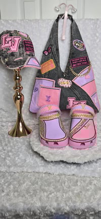 Image 1 of Pink & Purple 2-tone Set Crocs, Bag, Hat