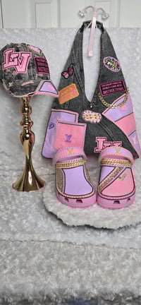 Image 2 of Pink & Purple 2-tone Set Crocs, Bag, Hat