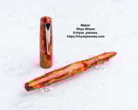 Image 8 of Alumilite Pen Blank, 'Morodor's Watchman', with shades orange, reds and burgandy. Maker ready!