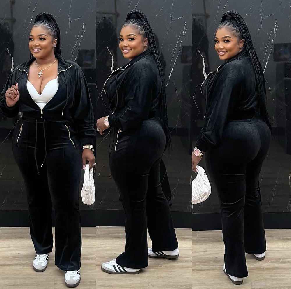 Image of TRICE VELOUR SET-black