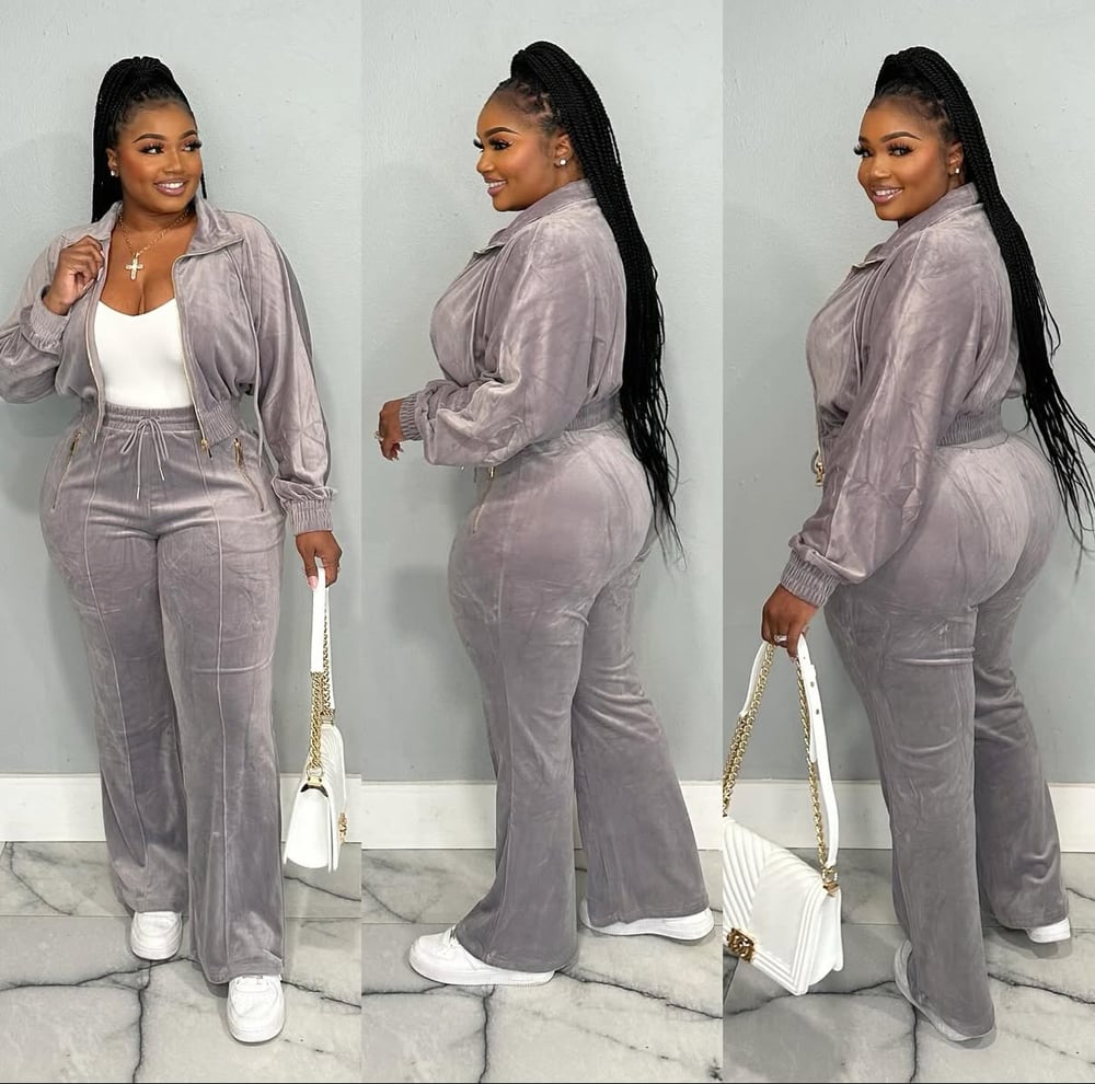 Image of TRICE VELOUR SET-gray