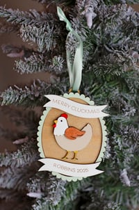 Image 2 of Personalized Merry Cluckmas Christmas Ornament 