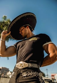 Image 3 of Stay Greasy Black/White Tee - Gold Logo