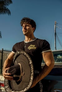 Image 5 of Stay Greasy Black/White Tee - Gold Logo