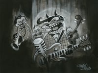 Black Cats Tonight Original Watercolor Painting