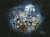 Scatdoodle Night Original Watercolor Painting