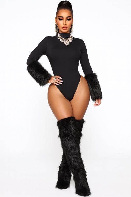 Image of Fur Cuff Bodysuit