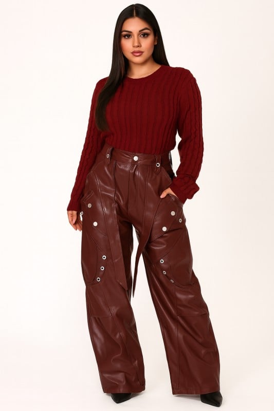 Image of ROCKSTAR LEATHER CARGO PANTS