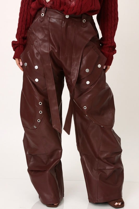 Image of ROCKSTAR LEATHER CARGO PANTS