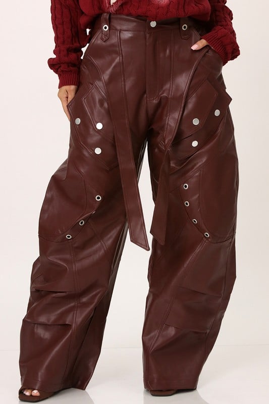 Image of ROCKSTAR LEATHER CARGO PANTS