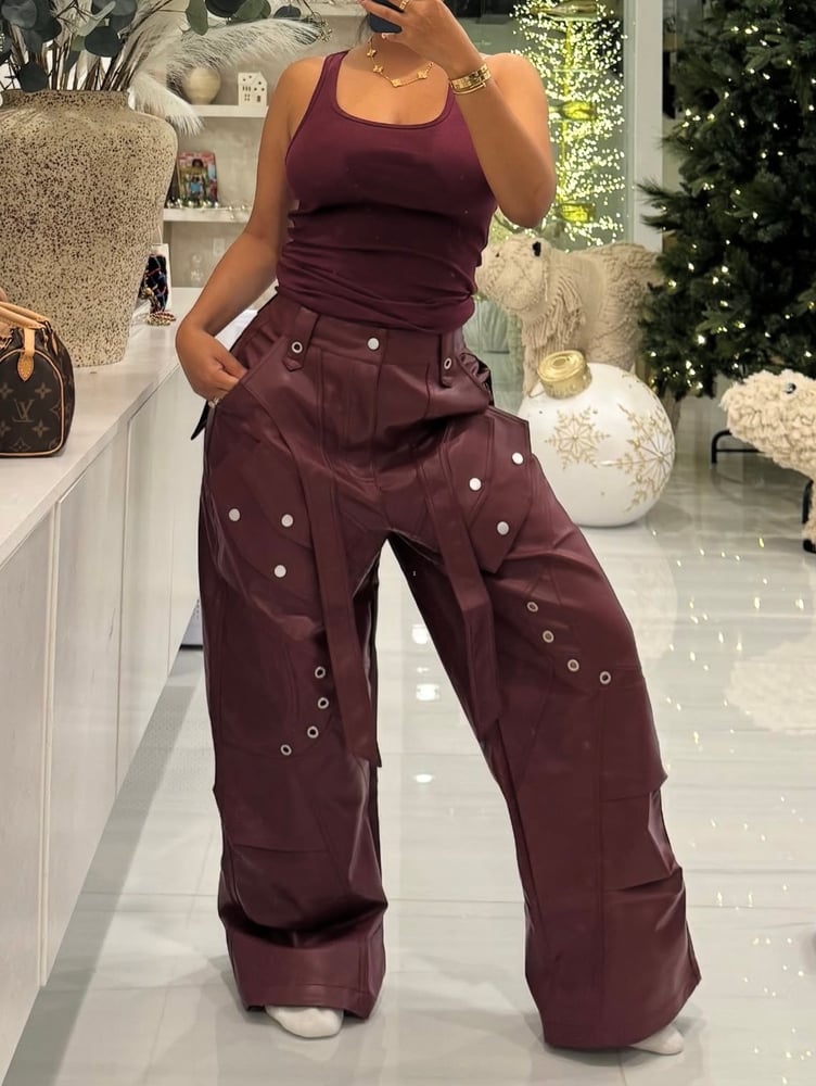 Image of ROCKSTAR LEATHER CARGO PANTS