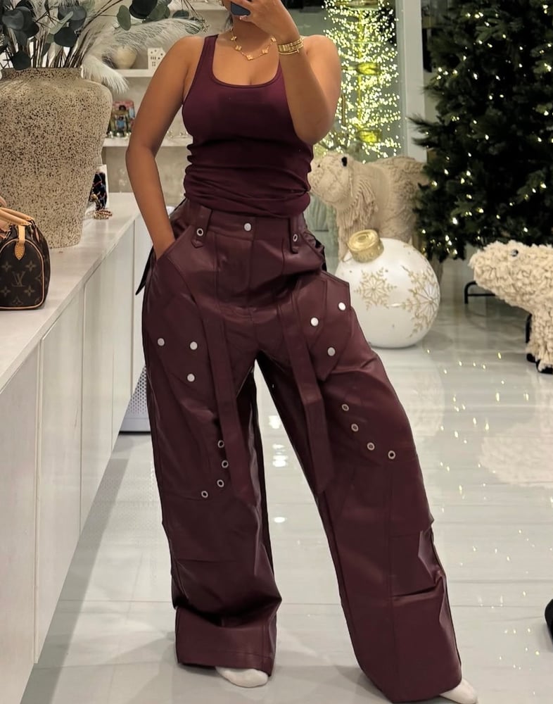 Image of ROCKSTAR LEATHER CARGO PANTS