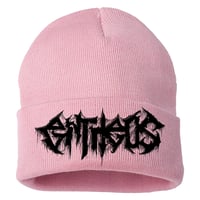 METAL LOGO BEANIE IN PINK 