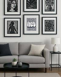 Image 2 of "HEY" LINOCUT PRINTS
