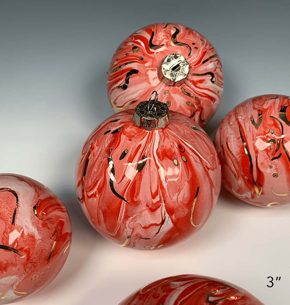 Image of Limited Edition 20K Gold Luster Ornament 3" Red/Pink/White